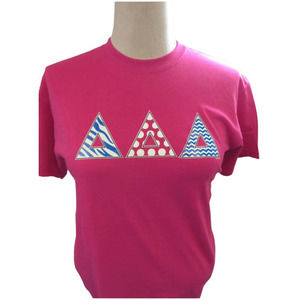 Delta Delta Delta Tri Delta small pink screenprinted shirt New with Tags